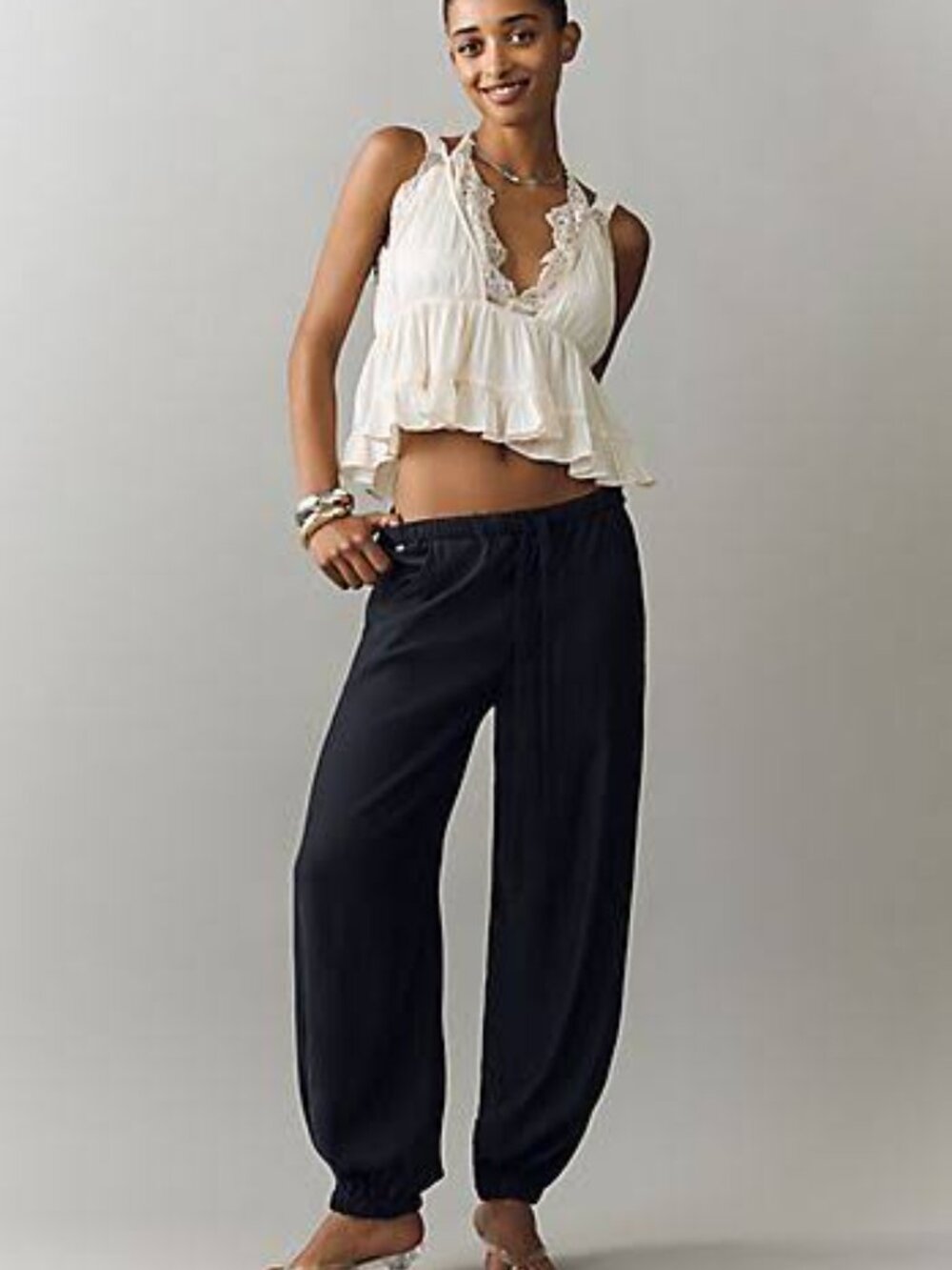 NWOT Anthropologie Black Satin Harem/Joggers in Size Medium